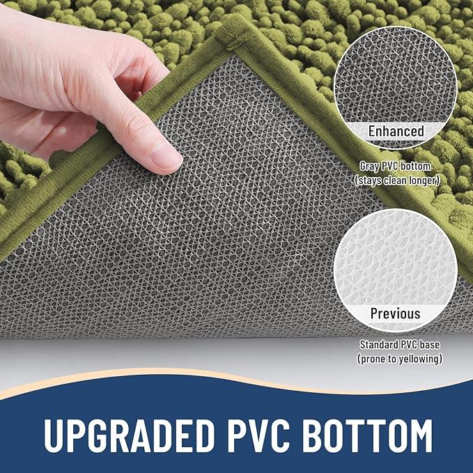 Arotive Luxury Chenille Bathroom Rug Mat, Extra Soft Thick Absorbent Shaggy Bath Rugs, Non-Slip Machine Wash Dry, Plush Bath Mats for Bathroom, Shower and Tub, 24x16, Willow Green - ModernBath