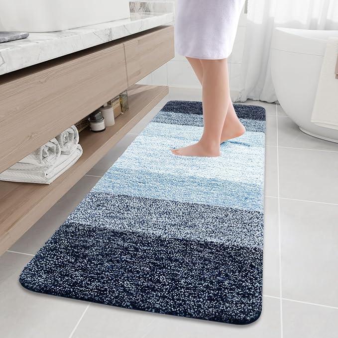 Arotive Microfiber Bathroom Rugs, Shaggy Soft and Absorbent Bath Rug, Non-Slip, Thick Plush Machine Washable Dry Bath Mats for Bathroom, Tub and Shower, 70x24, Dark Blue, Rectangular - ModernBath