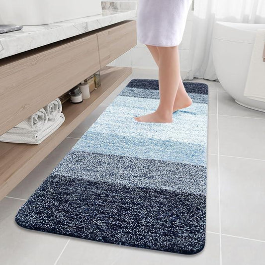 Arotive Microfiber Bathroom Rugs, Shaggy Soft and Absorbent Bath Rug, Non-Slip, Thick Plush Machine Washable Dry Bath Mats for Bathroom, Tub and Shower, 70x24, Dark Blue, Rectangular - ModernBath