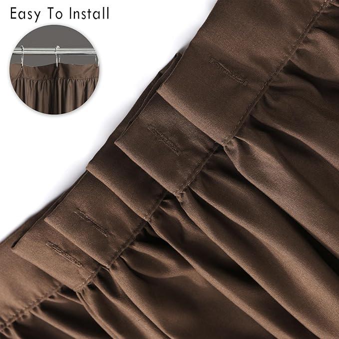 Homechoice Decor Chocolate Ruffle Shower Curtain, Vintage Handcrafted Bow Tie Bath Curtain for Master Bathroom, Ruched Microfiber Bathroom Curtain with 12 Buttonholes, 72" W x 72" H (LQ-10) - ModernBath