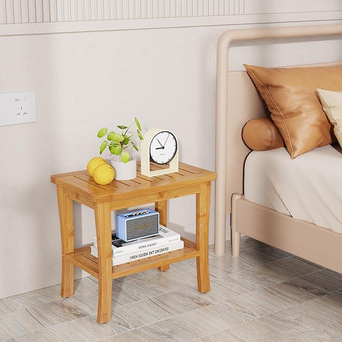 Large Bamboo Shower Bench Stool with Storage Shelf Waterproof Shower Chair Spa Bath Seat Shower Stool for Inside Shower Bathroom Bench Seat for Adults Elderly Seniors Bathroom Gadget 2024 - ModernBath