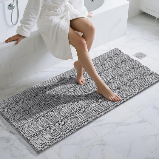 Yimobra Bathroom Runner Rugs 60"x24", Non Slip and Absorbent Bath Mat, Super Soft Water Absorbent Hallway Carpet, Machine Washable Rug for Vanity Tub Shower, Gray - ModernBath