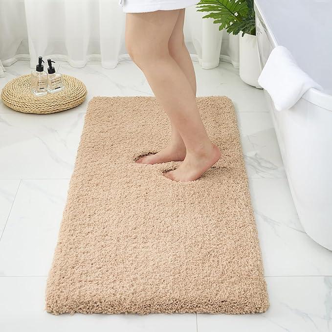 Ruggnovea Bathroom Rugs Non Slip Washable 70x24, Ultra Soft Thick Shaggy Absorbent Bath Mats, High Density Foam Latex Non Slip Backing Bath Rugs, Microfiber Bath Mats for Bathroom Floor&Sink,Beige - ModernBath