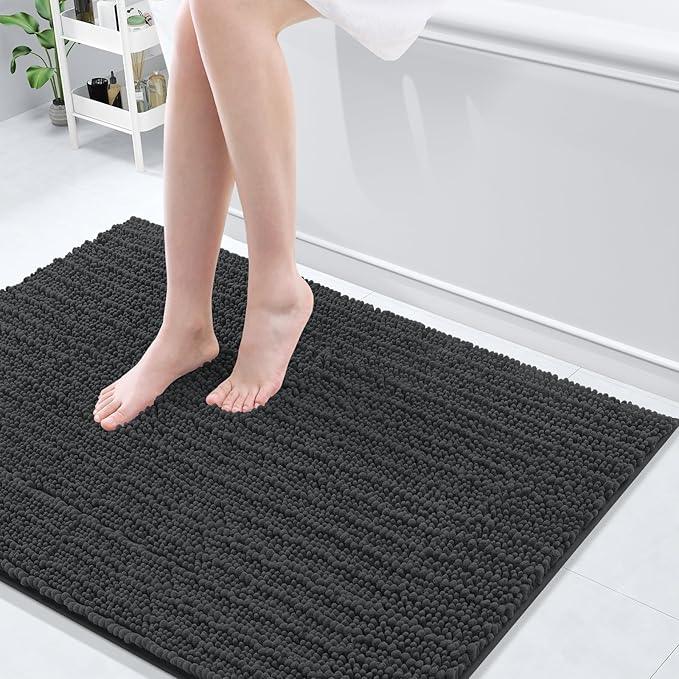 Arotive Luxury Chenille Bathroom Rug Mat, Extra Soft Thick Absorbent Shaggy Bath Rugs, Non-Slip Machine Wash Dry, Plush Bath Mats for Bathroom, Shower and Tub, 40x32, Dark Grey - ModernBath