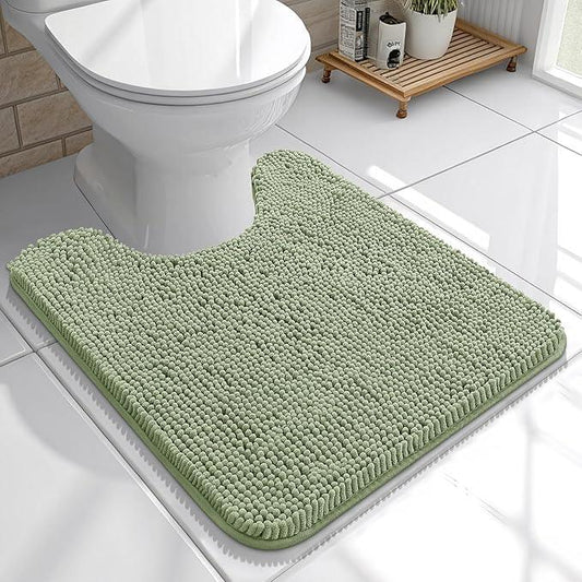 OLANLY Toilet Rugs U-Shaped 20x20, Extra Soft Absorbent Chenille Contour Bathroom Rugs for Toilet, Dry Quickly, Machine Washable, Non-Slip Bath Mat, Sage Green - ModernBath
