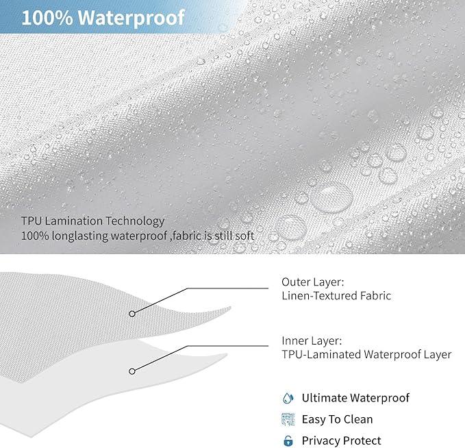 THAIGEE 2-in-1 stall Fabric Shower Curtain or Liner,Breathable TPU & Washable,54 Inch Narrow Linen Textured Bathroom Shower Curtain Set with 8 Plastic Hooks,Modern,54"x72",White - ModernBath