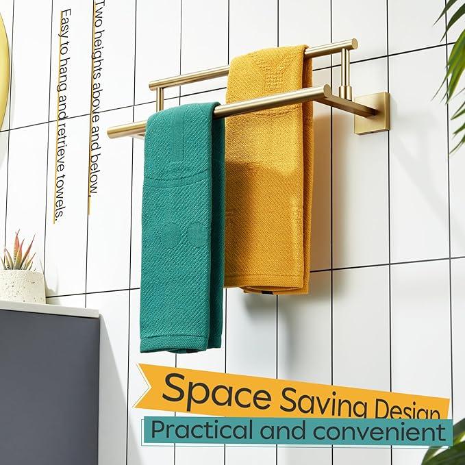 KOKOSIRI Hand Towel Bar 16 Inches Towel Holder Bathroom Rack for Bath Cabinet Towel Rails Brushed Gold Stainless Steel B5009BG-L16 - ModernBath