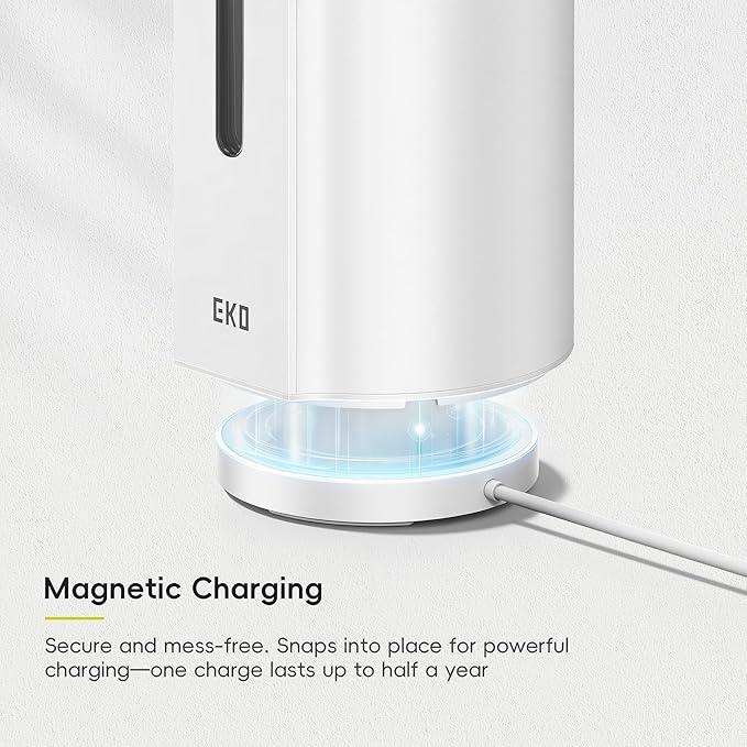 EKO Aroma Pro 13.5 fl oz Touchless Automatic Liquid Soap Dispenser, Rechargeable Electric Hand & Dish Soap Dispenser for Bathroom and Kitchen, IPX7 Waterproof, Adjustable Volume Control (White) - ModernBath