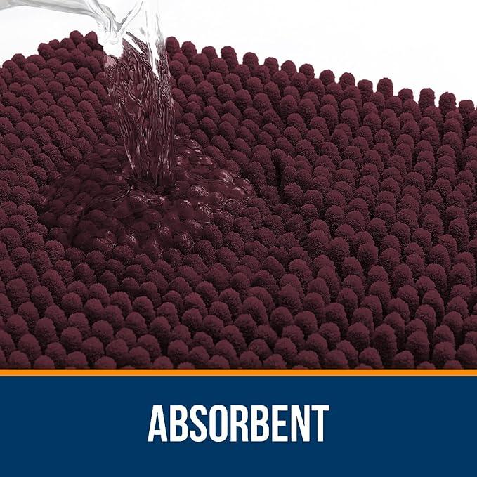 OLANLY Bathroom Rugs 24x16, Extra Soft Absorbent Chenille Bath Rugs, Rubber Backing Quick Dry, Machine Washable Bath Mats for Bathroom Floor, Tub and Shower, Home Decor Accessories, Black Cherry - ModernBath