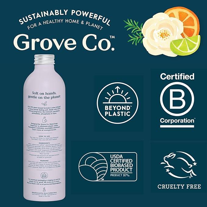 Grove Co. Hydrating Gel Hand Soap Refills (3 x 13 Fl Oz) Plastic-Free Liquid Hands Cleaner Refill Set, Leaves Hands Soft and Clean, 100% Natural Lavender Blossom & Thyme Fragrance - ModernBath