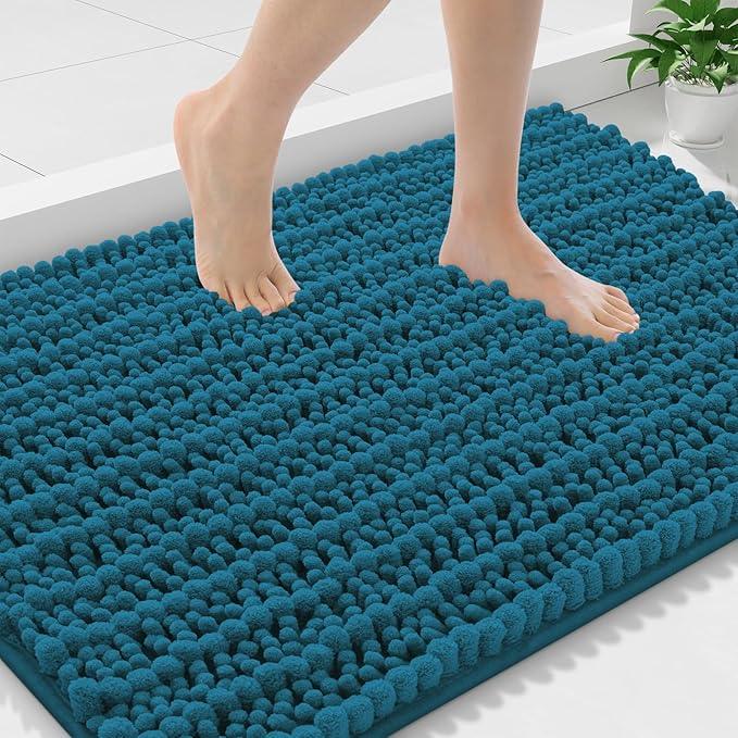 Smiry Bathroom Rugs Mat 36x24, Extra Soft Absorbent Chenille Bath Rugs, Non Slip Rubber Backing Machine Washable Quick Dry Bath Mats for Bathroom Floor, Tub, Shower, Home Accessories, Peacock Blue - ModernBath