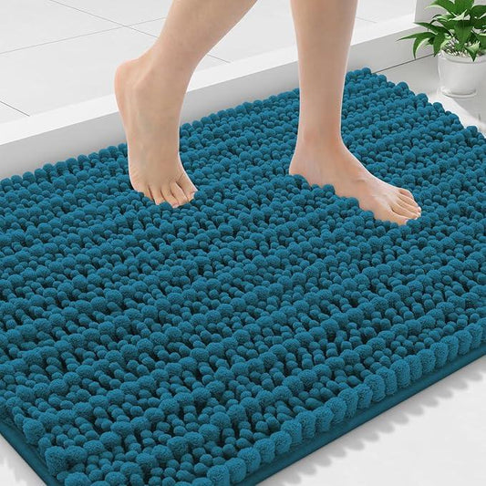 Smiry Bathroom Rugs Mat 36x24, Extra Soft Absorbent Chenille Bath Rugs, Non Slip Rubber Backing Machine Washable Quick Dry Bath Mats for Bathroom Floor, Tub, Shower, Home Accessories, Peacock Blue - ModernBath