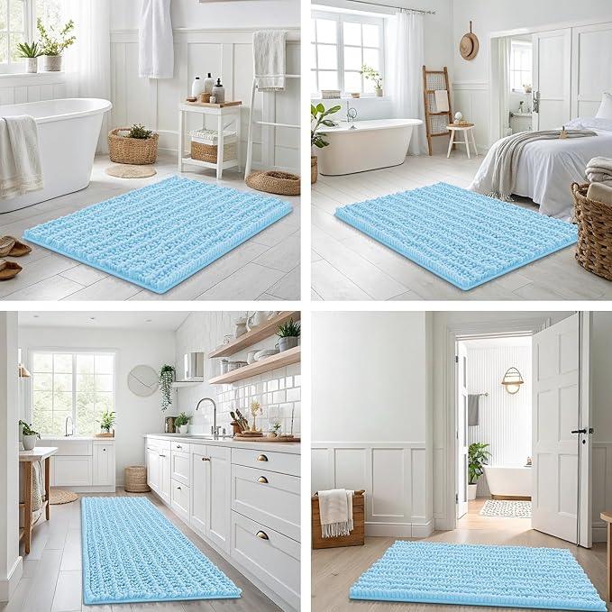 Smiry Bathroom Rugs Mat 30x20, Extra Soft Absorbent Chenille Bath Rugs, Non Slip Rubber Backing Machine Washable Quick Dry Bath Mats for Bathroom Floor, Tub, Shower, Home Decor Accessories, Sky Blue - ModernBath