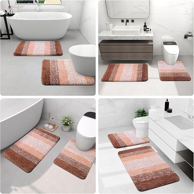 Arotive Microfiber Bathroom Rugs, Shaggy Soft and Absorbent Bath Rug, Non-Slip, Thick Plush Machine Washable Dry Bath Mats for Bathroom, Tub and Shower, 70x24, Orange, Rectangular - ModernBath