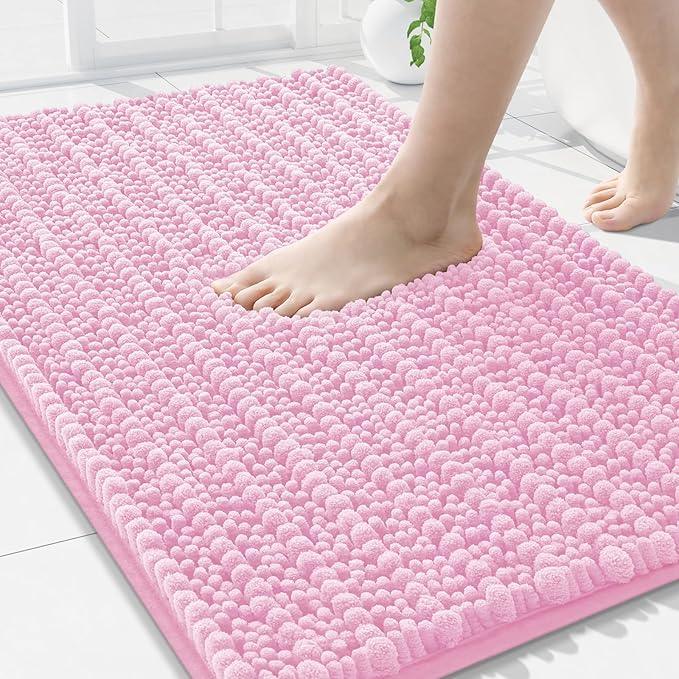 Arotive Luxury Chenille Bathroom Rug Mat, Extra Soft Thick Absorbent Shaggy Bath Rugs, Non-Slip Machine Wash Dry, Plush Bath Mats for Bathroom, Shower and Tub, 30x20, Pink - ModernBath