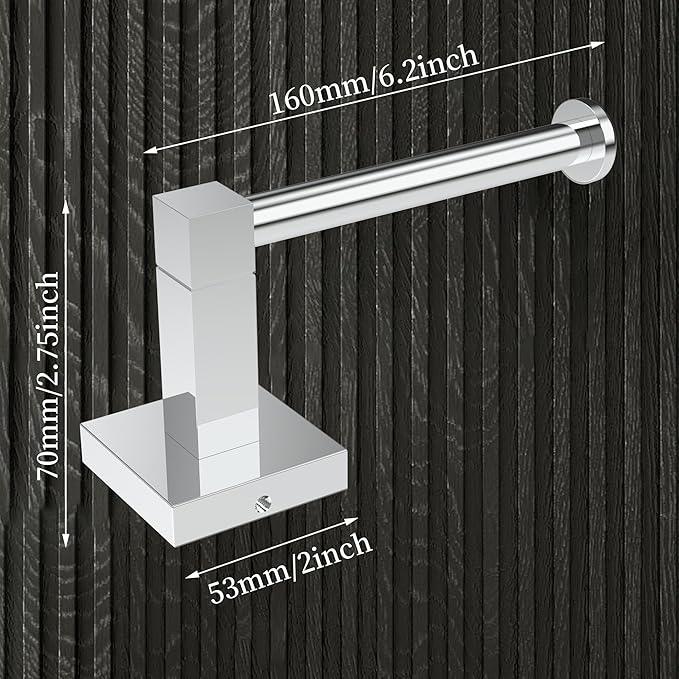 RUACQ Toilet Paper Holder Wall Mount,Square Base Tissue Roll Holder for Bathroom,Toilet Roll Holder Stainless Steel(Chrome) - ModernBath