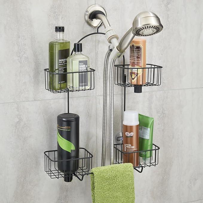 iDesign Hanging Handheld Shower Hose Caddy - Storage for Shampoo, Conditioner, or Body Wash - Matte Black - ModernBath