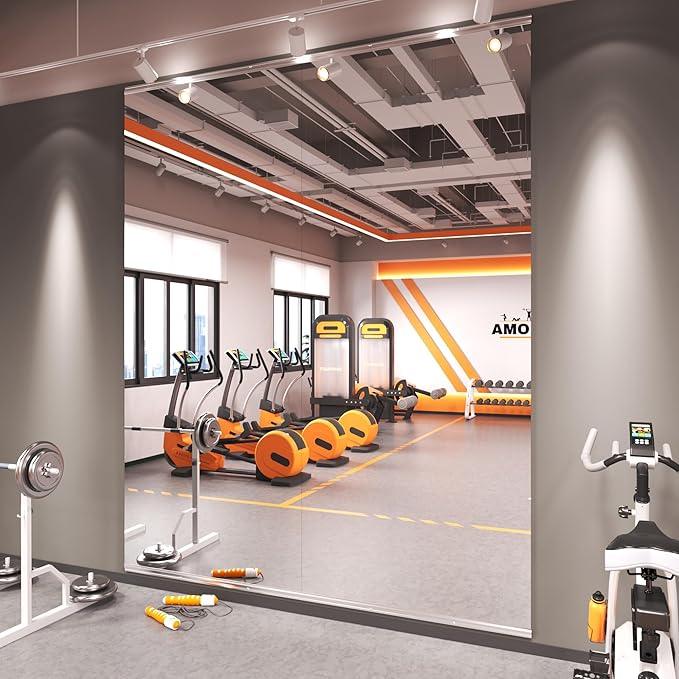 Amorho 96''x40''(Each)-2PCS Gym Mirror, Tempered Glass, Frameless Full Body Mirror for Home, Yoga Studios, Dance Rooms, Garage Gyms. - ModernBath