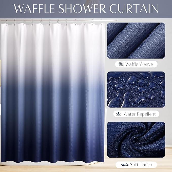 WSBArt 32PCS Bathroom Set Bathroom Sets with Shower Curtain and Rugs Navy Blue Bathroom Accessories,Shower Curtain Set,Bathroom Rug Set with Bathroom Trash Can - ModernBath