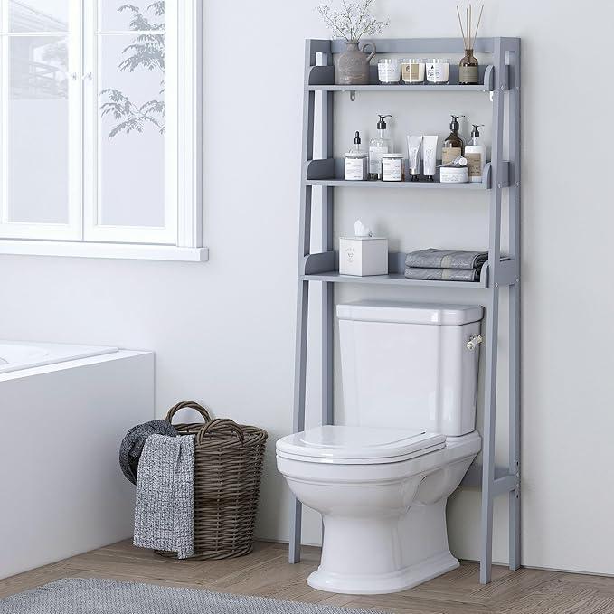 UTEX Over Toilet Bathroom Organizer, 3-Tier Above Toilet Storage Shelf Rack, Bathroom Shelves Over Toilet (Gray) - ModernBath