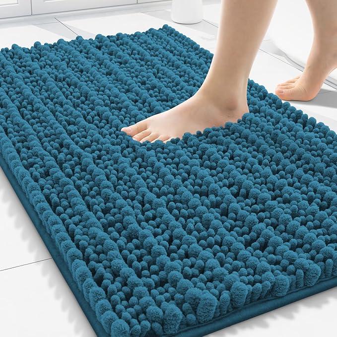 Smiry Bathroom Rugs Mat 30x20, Extra Soft Absorbent Chenille Bath Rugs, Non Slip Rubber Backing Machine Washable Quick Dry Bath Mats for Bathroom Floor, Tub, Shower, Home Accessories, Peacock Blue - ModernBath