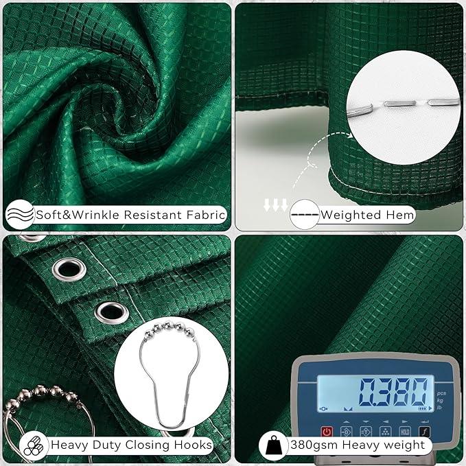 XLHOMO Bathroom Sets with Shower Curtain and Rugs, 27PCS Dark Green Bathroom Accessories Set with Trash Can, Green Shower Curtain Set, No Slip Super Absorbent Bathroom Rugs - ModernBath