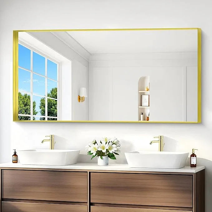NIMURY Gold Bathroom Mirror, 30x60 Inch Rectangular Deep Frame Mirror, Large Wall Mounted Bathroom Vanity Mirror Over Sink for Bedroom,Restroom, Living Room, Hangs Vertically or Horizontally - ModernBath