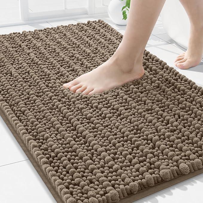 Arotive Luxury Chenille Bathroom Rug Mat, Extra Soft Thick Absorbent Shaggy Bath Rugs, Non-Slip Machine Wash Dry, Plush Bath Mats for Bathroom, Shower and Tub, 30x20, Camel - ModernBath