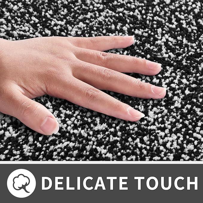 Yimobra Bathroom Rugs Non Slip Washable,Soft Absorbent Microfiber Bath Mat, Dual-Tone Decor Rug with Rubber Backing for Bathroom Floor,Tub and Shower,32x20, Home Essentials,Black and White - ModernBath