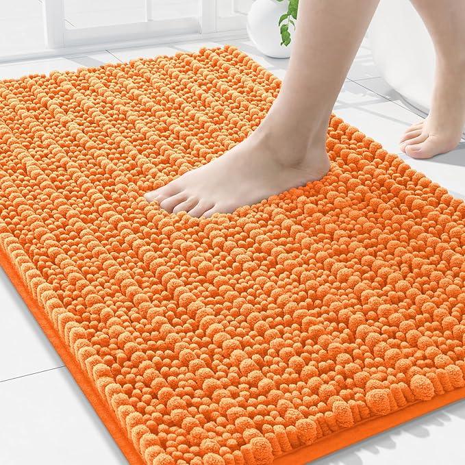 Arotive Luxury Chenille Bathroom Rug Mat, Extra Soft Thick Absorbent Shaggy Bath Rugs, Non-Slip Machine Wash Dry, Plush Bath Mats for Bathroom, Shower and Tub, 36x24, Orange - ModernBath