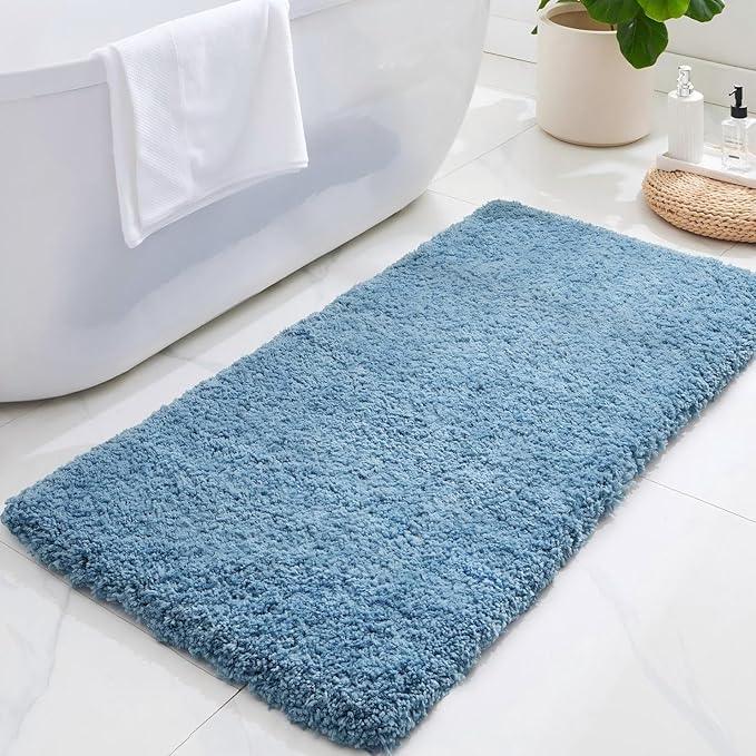 ILANGO Blue Bathroom Rugs 70" × 24" Non Slip & Super Absorbent Extra Thick Soft, Washable Bath Carpet Runner for Floor, Microfiber Plush Shaggy Bath Mats with Rubber for Bedroom Bathtub Shower Room - ModernBath
