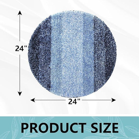 Arotive Microfiber Bathroom Rugs, Shaggy Soft and Absorbent Bath Rug, Non-Slip, Thick Plush Machine Washable Dry Bath Mats for Bathroom, Tub and Shower, 24x24, Blue, Round - ModernBath