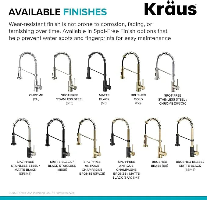 KRAUS Bolden Commercial Style 2-Function Single Handle Pull Down Kitchen Faucet in Spot-Free Brushed Brass, KPF-1610BB - ModernBath