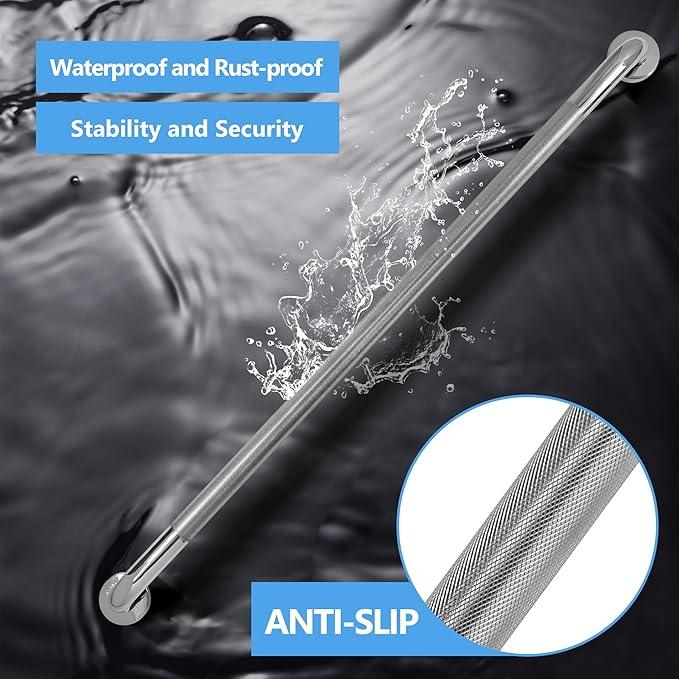 Rockgoya Shower Grab Bar, 2 Pack 39.4 Inch Bathroom Grab Bar, 304 Stainless Steel 1.25" Diameter Anti-Slip Handicap Grab Bar Support Shower Rail Senior Handrail Shower Safety Bar Handle - ModernBath