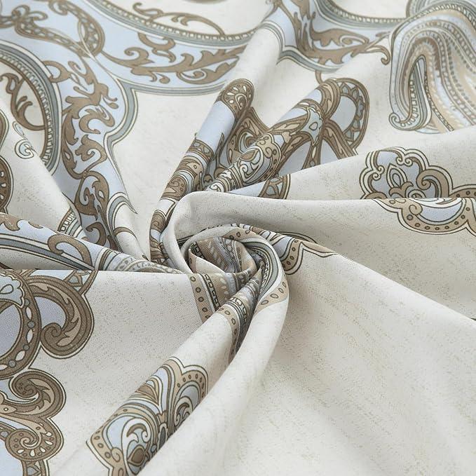 BESTRIPES Fabric Shower Curtain 78 Inches Long, Ivory Taupe Blue Moroccan Paisley Pattern Shower Curtains for Bathroom, 72" W x 78" H - ModernBath