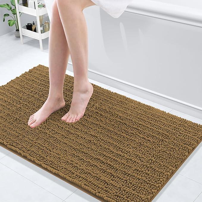 Arotive Luxury Chenille Bathroom Rug Mat, Extra Soft Thick Absorbent Shaggy Bath Rugs, Non-Slip Machine Wash Dry, Plush Bath Mats for Bathroom, Shower and Tub, 47x24, Ochre - ModernBath