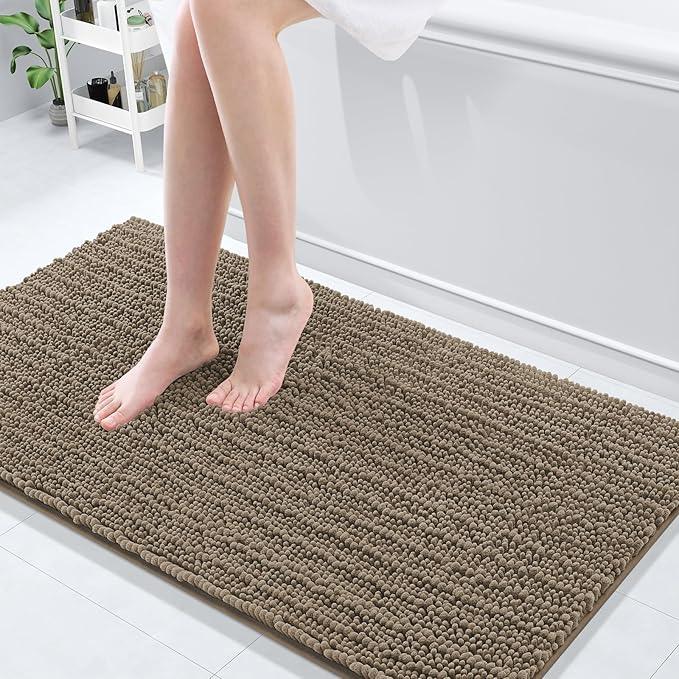 Arotive Luxury Chenille Bathroom Rug Mat, Extra Soft Thick Absorbent Shaggy Bath Rugs, Non-Slip Machine Wash Dry, Plush Bath Mats for Bathroom, Shower and Tub, 54x24, Camel - ModernBath