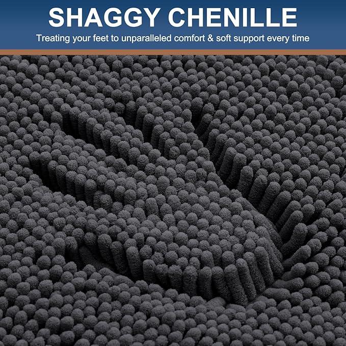 Smiry Luxury Chenille Bathroom Rugs 36x24, Extra Soft and Absorbent Shaggy Bath Mat, Machine Washable, Non-Slip Plush Carpet Runner for Tub, Shower, and Floor, Home Decor Accessories, Charcoal Grey - ModernBath