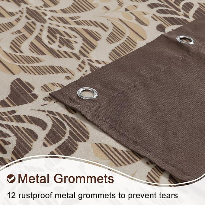 BESTRIPES Stall Fabric Shower Curtain, 54 x 72 Inch Brown Damask Print Waterproof Small Shower Curtains for Bathroom - ModernBath