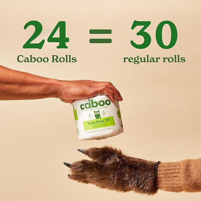 Caboo Tree Free Toilet Paper, Septic Safe Toilet Tissue, Chemical Free, Non Toxic, 2 Ply Bathroom Toilet Paper | Pack of 24 Double Rolls, 300 Sheets Per Roll - ModernBath