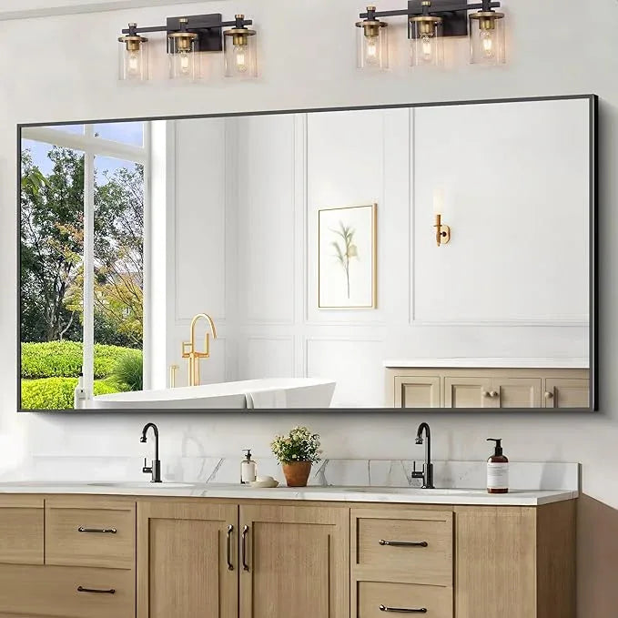 BONEWEI Bathroom Mirror,72x36 inch Bathroom Mirrors for Over Sink,Large Wall Mirror for Bathroom Wall Mounted Rectangle Mirrors,Black Vanity Mirror for Living Room,Bedroom Entryway,Horizontal/Vertical - ModernBath