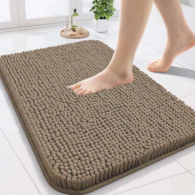 Arotive Bathroom Rugs 24x16, Extra Soft Absorbent Shaggy Chenille Bath Rugs, Machine Washable Rubber Backing Non-Slip Bath Mats for Bathroom Floor Tub and Shower, Home Decor Accessories, Camel - ModernBath