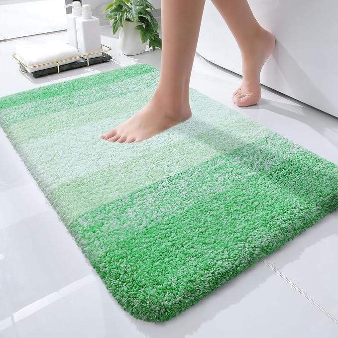OLANLY Bathroom Rugs Mat 24x16, Extra Soft Absorbent Microfiber Bath Rugs, Rubber Backing, Quick Dry, Machine Washable Bath Mats for Bathroom Floor, Tub and Shower, Home Decor Accessories, Green - ModernBath