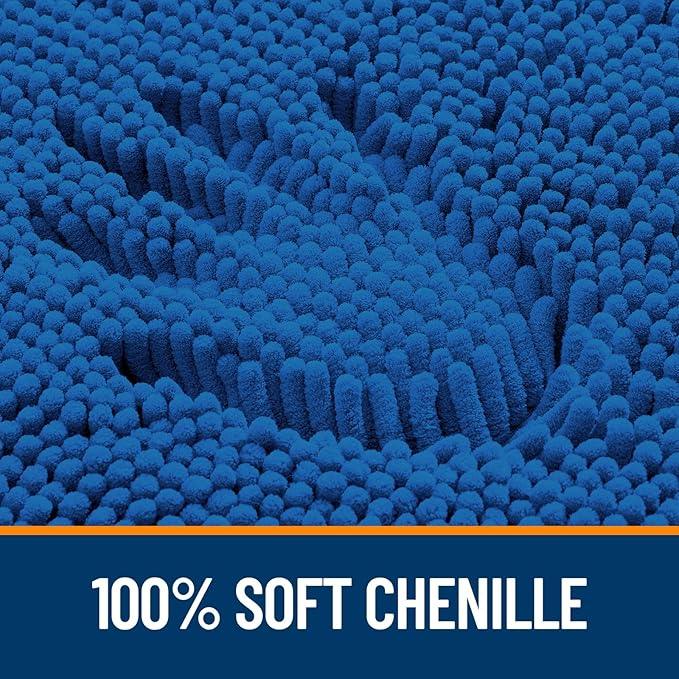 OLANLY Bathroom Rugs 44x24, Extra Soft Absorbent Chenille Bath Rugs, Rubber Backing Quick Dry, Machine Washable Bath Mats for Bathroom Floor, Tub and Shower, Home Decor Accessories, Deep Navy Blue - ModernBath
