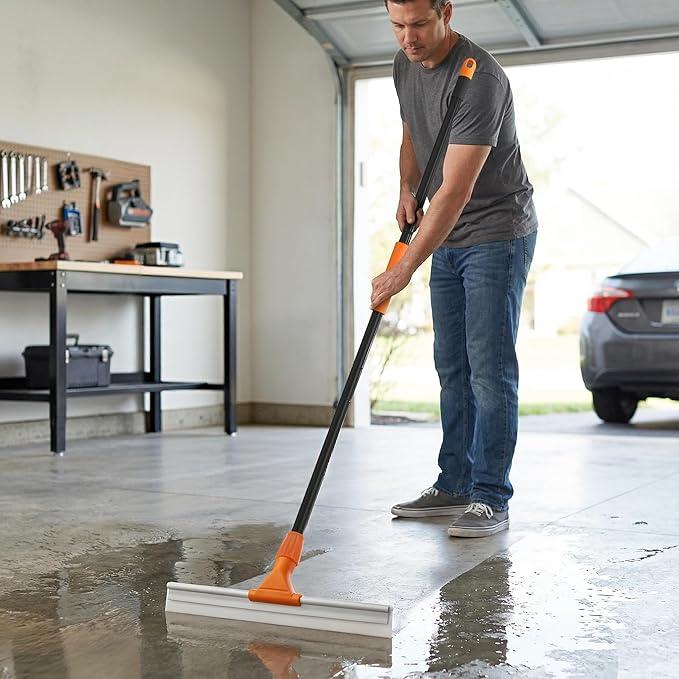 CLEANHOME Silicone Floor Squeegee for Shower Glass, Floor, and Garage - Heavy-Duty Pet Hair Remover, Bathroom Tile Cleaner, Window Wiper - Flexible, No Streaks, Compact Storage - ModernBath