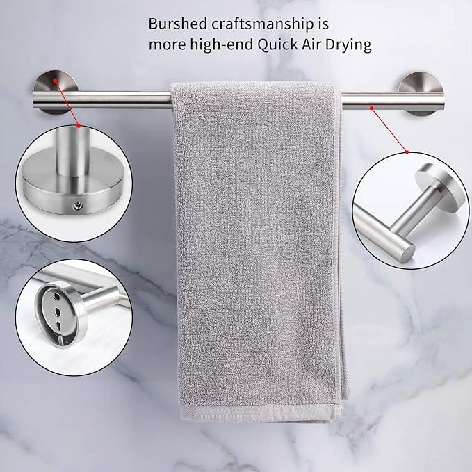 Cilee 10 Piece Brushed Nickel Bathroom Accessories Set, 16 inch Brushed Nickel Bathroon Hardware Set Towel Bar Ring Toilet Paper Holder Robe Towel Hook SUS304 Stainless Steel - ModernBath