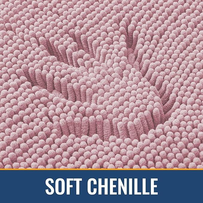 Arotive Bathroom Rugs 30x20, Extra Soft Absorbent Shaggy Chenille Bath Rugs, Machine Washable Rubber Backing Non-Slip Bath Mats for Bathroom Floor Tub and Shower, Home Decor Accessories, Dusty Rose - ModernBath