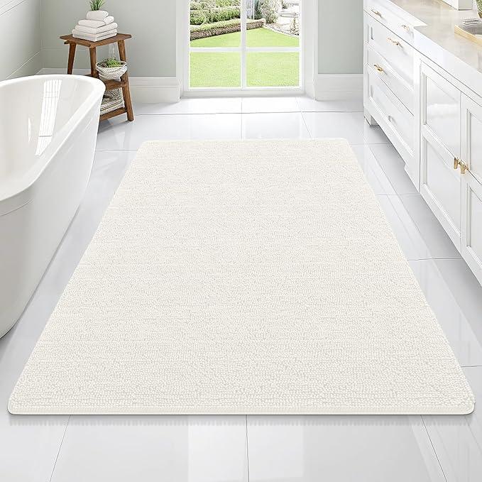 OLANLY Bathroom Rugs 70x46, Extra Soft Absorbent Chenille Bath Rugs, Rubber Backing Quick Dry, Machine Washable Bath Mats for Bathroom Floor, Tub and Shower, Home Decor Accessories, Ivory - ModernBath