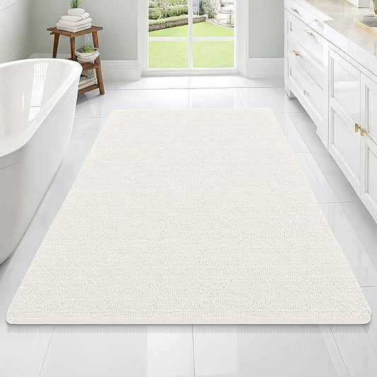 OLANLY Bathroom Rugs 70x46, Extra Soft Absorbent Chenille Bath Rugs, Rubber Backing Quick Dry, Machine Washable Bath Mats for Bathroom Floor, Tub and Shower, Home Decor Accessories, Ivory - ModernBath