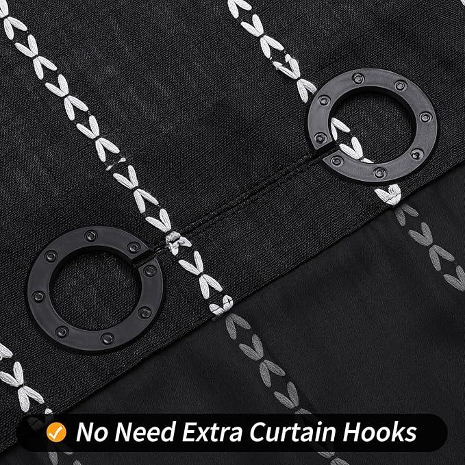 No Hooks Needed Farmhouse Shower Curtain with Snap-in Liner - with Window & Magnets, Boho Cotton Linen Fabric Shower Curtains with Tassels for Rustic Bathroom Decor, Black and White, 72 x 74 - ModernBath